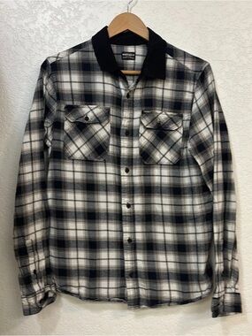 Buffalo by David Bitton Flannel, Black Multi Plaid, with Corduroy collar